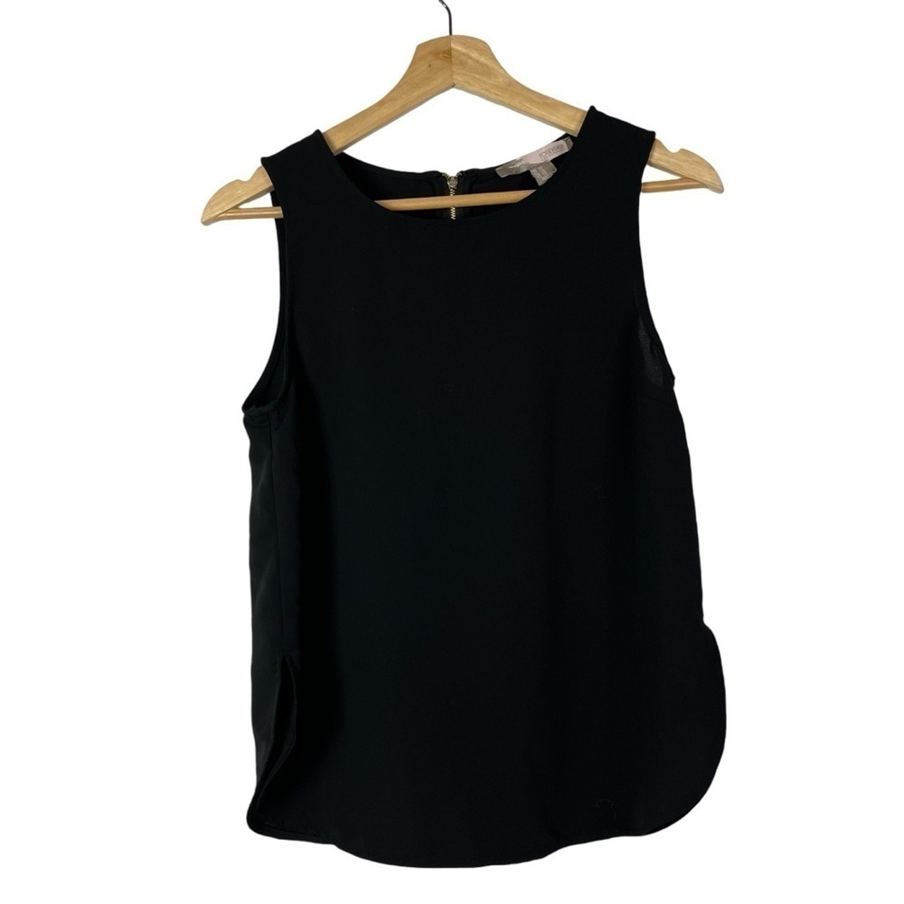 Forever 21 Black Chiffon Zip Back‎ Sleeveless Tank Top XS